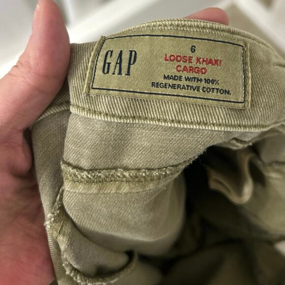 Gap Mid Rise Loose Kathi Cargo Pants Olive Green Women 6 Utility Grunge Urban - Picture 12 of 13